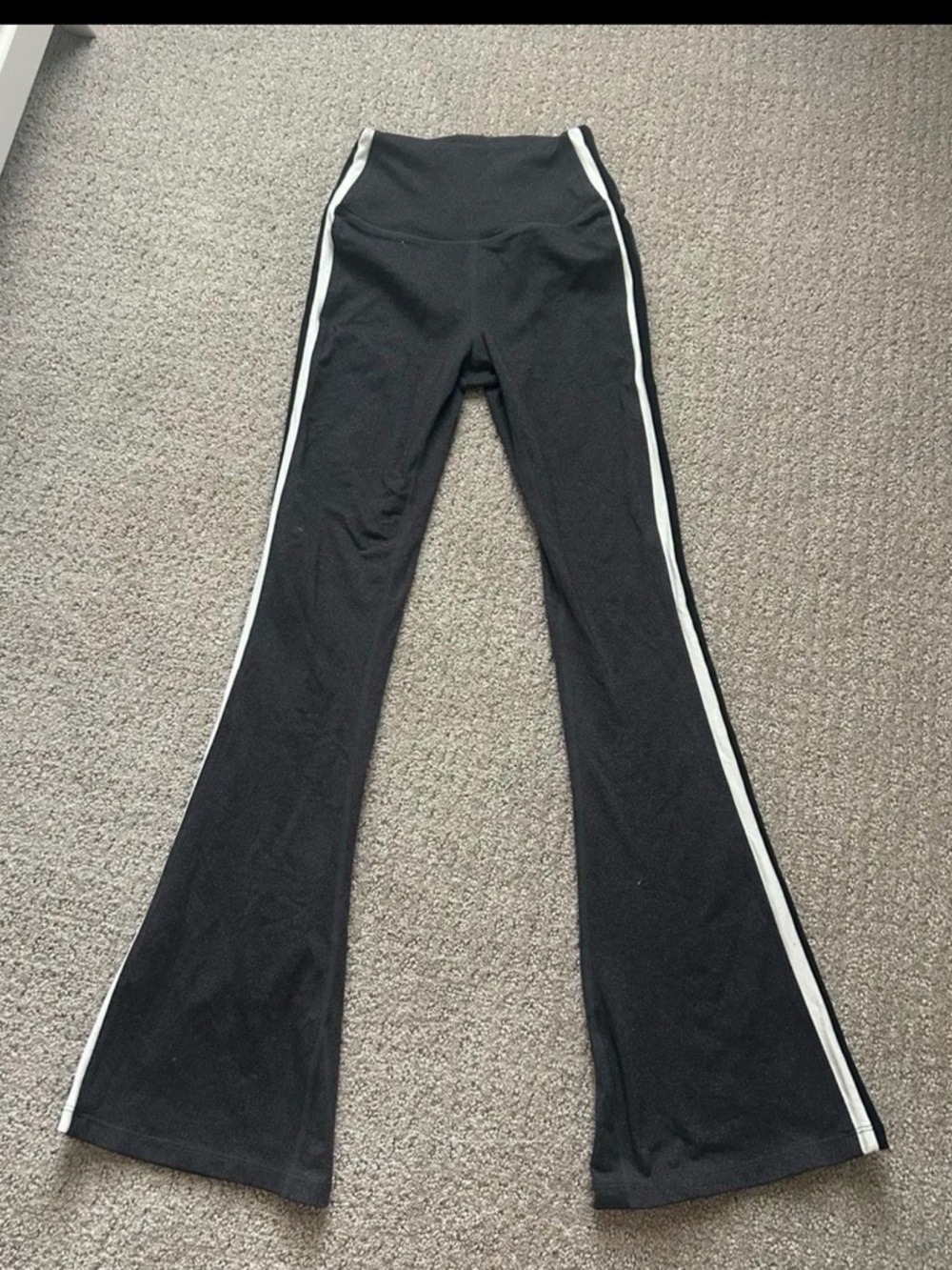 Grey splits 59 flares with black and white lines on the side size XS